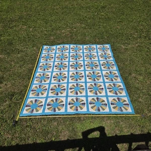 Vintage Handarbeit Dresdner Teller Quilt blau Patchwork 85x102in Tagesdecke Decke - Bild 1 von 24