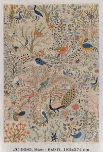 Light Gray Bird Garden Modern Hand Knotted Oushak Soft Wool Oriental Design Rug - Picture 1 of 16