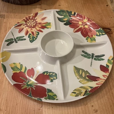 Bed Bath & Beyond Firefly And Floral Pattern Vegetable/Chip N Dip Serving Tray - Image 1 of 4