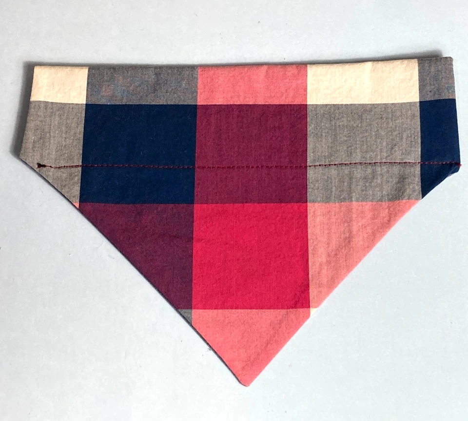 Bufanda Bandana Deslizable Sobre Cuello Mascota Perro Gato ROSA/ROJO CUADROS MEDIANA Foto 1 de 1