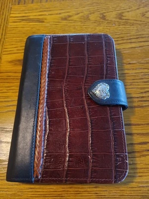 Organizador planificador AGENDA ELEGANTE VINTAGE Brighton cuero negro marrón cocodrilo 8 x 5 Foto 1 de 3