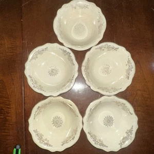 Homer Laughlin Virginia Müslischale flauschig Rose Platinrand Coupe 5er Set - Bild 1 von 1