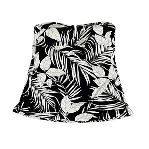 Tankini sin tirantes con estampado de palmeras tropicales Lands End talla S negro blanco cable en V nuevo sin etiquetas - Imagen 1 de 8