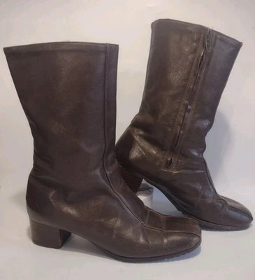 Botas de Colección Años 60 70 Garra Cremallera 10.5D Goodyear Tacón Único Hebilla Pátina Foto 1 de 4