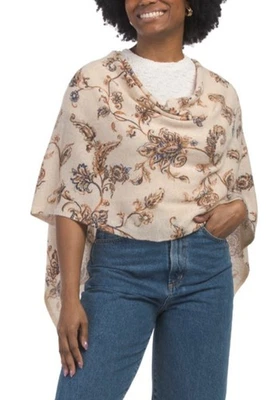 NWT ALASHAN Claudia Nichole OS Cashmere Poncho Scarf Dress Topper Beige — 第 1/4 张图片