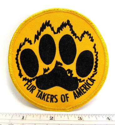 Vintage Fur Takers of America Jacket Patch Bear Paw Print Creston Iowa Trapper - Image 1 of 3