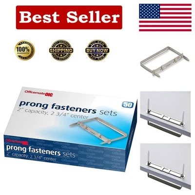 Juego completo de 50 sujetadores de papel con punta plateada: capacidad de 2 pulgadas y estilo moderno Foto 1 de 4