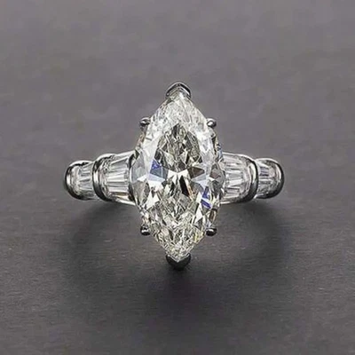 5 Ct Lab-Created Diamond Women Engagement Ring 14K White Gold Filled Gift Box - Image 1 of 4