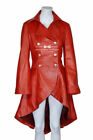 Edwardian Ladies Gothic Coat Back Laced Red Fashion Real Leather Coat 3492