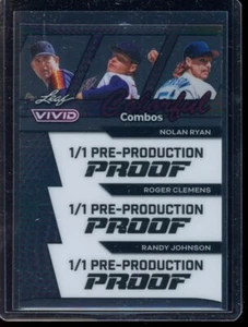 2024 Leaf Vivid Proof Combos Clear Nolan Ryan Clemens Randy Johnson (1/1) - Picture 1 of 2