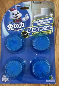 4 Automatic Toilet Bowl Cleaner Stain Remover Blue Tab-Tablet Flush Tank - Picture 1 of 2