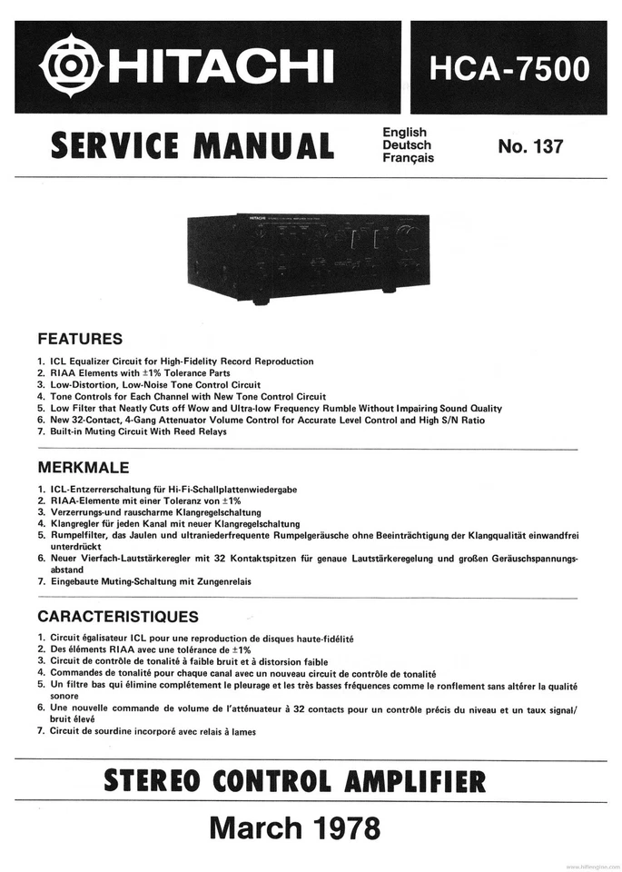 Manuale Di Servizio Per Hitachi HCA-7500 - Immagine 1 di 1