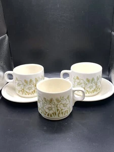 Pair of Retro 1970s Hornsea Pottery Fleur Cups and Saucers - Picture 1 of 5