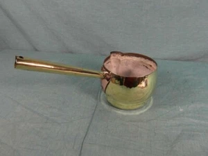 Stieltopf Milchtopf Antik Messing Ausguß um 1920 Handgefertigt Unikat Topf 3b8 - Bild 1 von 12