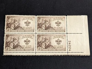 US 3 Cent Scouts and Scout Badge Scott # 995 MNH Block of 4 - Picture 1 of 1