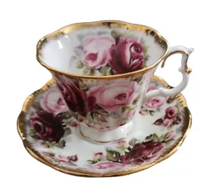 Royal Albert Summer Bounty Series Ruby Tea Cup Saucer Bone China England - Picture 1 of 5