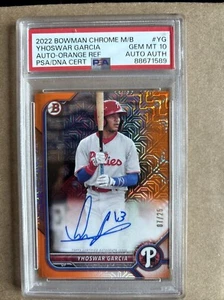 2022 Bowman Mega Box Yhoswar Garcia Chrome Orange Auto /25 PSA 10 - Picture 1 of 2
