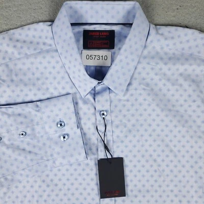 Jared Lang Shirt Mens Size Large Blue Geometric Casual Button Up Long Sleeve * - Image 1 of 4