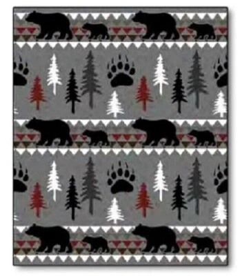 New Bear Family Bears Southwest Fleece Throw Gift Blanket Reversible Cabin Decor - Image 1 of 4