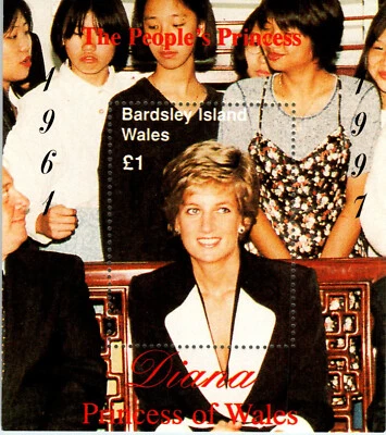 2 sábanas de recuerdo de princesa Diana MNH Foto 1 de 2