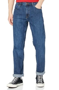 Pantalones de mezclilla elásticos Wrangler auténticos calce recto azul piedra oscura - Imagen 1 de 3