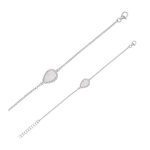 Bracelet MADRE PERLA en argent 925/1000 rhodié avec goutte perlée en nacre blanc - Imagen 1 de 1