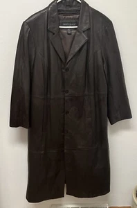 Gabardina abotonada de cuero marrón oscuro forro con cremallera centígrado para mujer 1X - Imagen 1 de 12