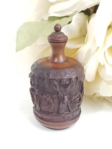 Antique Chinese Carved Street Scene Cinnabar Snuff/Opium Bottle - Picture 1 of 7
