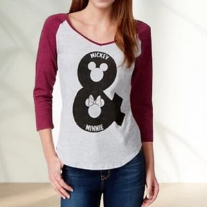 Disney Damen Mickey & Minnie Tunika Oberteil 3/4-Arm Grafik T-Shirt, Junior Gr. L - Bild 1 von 3