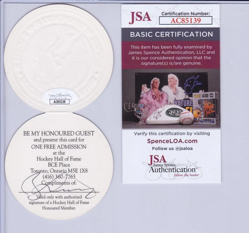 Borje Salming Autographed Hockey Hall of Fame Pass 3 JSA - Image 1 of 1