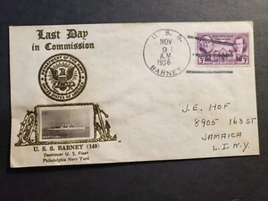USS BARNEY DD-149 Naval Cover 1936 CROSBY PHOTO LDC Cachet - Picture 1 of 2