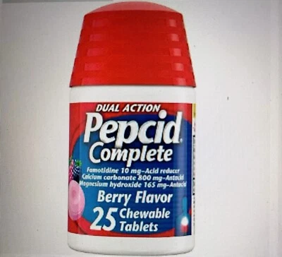 PEPCID COMPLETE Reductor de Ácido + Tabletas Masticables Antiácidas, Alivio de Acidez 25 ct Foto 1 de 4