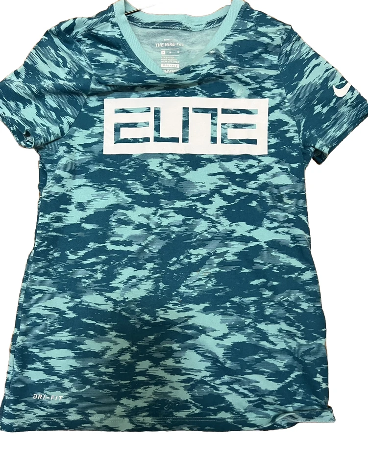 Nike Tee Dri Fit Girl's Graphic Athletic Tee Shirt Bluish/ Green Size Medium - Image 1 of 4