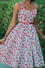Stop Staring Be-Mine swing Dress In White Cherry Striped print Size X-Large