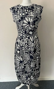 GANT Navy Blue And White Floral Sleeveless Silk Dress Size 10 - Picture 1 of 10