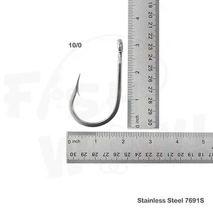 Gancho de acero inoxidable Fish WOW!® 7691S tamaño 10/0 seleccionar cantidad 5 10 20 50 100 lote - Imagen 1 de 9