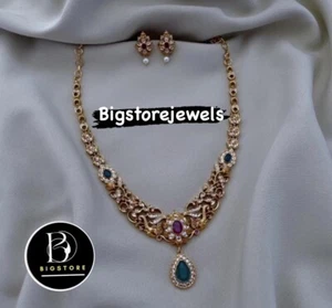 Indian Bollywood Style Designer Gold Plated Bridal Pearl Jewelry Necklace Set - Picture 1 of 1