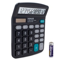 RENUS Electronic Office Calculator for Solar Battery LCD 12 Digit Large Display