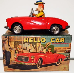 *** Very Rare Battery Operated Japanese Tin HELLO CAR - No Reserve! *** - Picture 1 of 14
