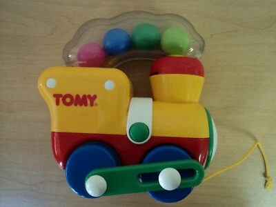 Vintage 1990 Tomy Train Pop Up Bolas Puxar Brinquedo Bebê Criança Desenvolvimento  - Imagem 1 de 4