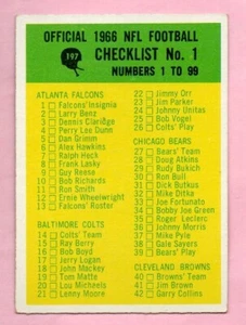 1966 Philadelphia Gum Football Checkliste 197 unmarkiert EX keine Knicke *wm - Bild 1 von 2