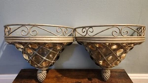 Home Interior Wall Sconce Pair "Metal & Crystal Wall Sconce Shelf - Picture 1 of 7