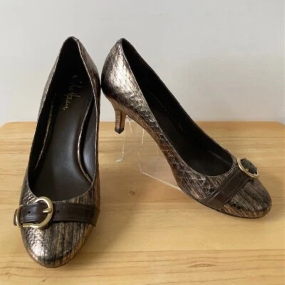 Zapatos de salón Cole Haan NikeAir para mujer talla 9,5B metálicos bronce marrón tacones de reptil Foto 1 de 4