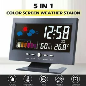 Weather Display LED Digital Alarm Clock Snooze Calendar Thermometer Hygrometer - Picture 1 of 17