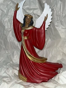 "Estatuilla de ángel de Navidad regocijándose afroamericano de tesoros de ébano 12,75""" - Imagen 1 de 5