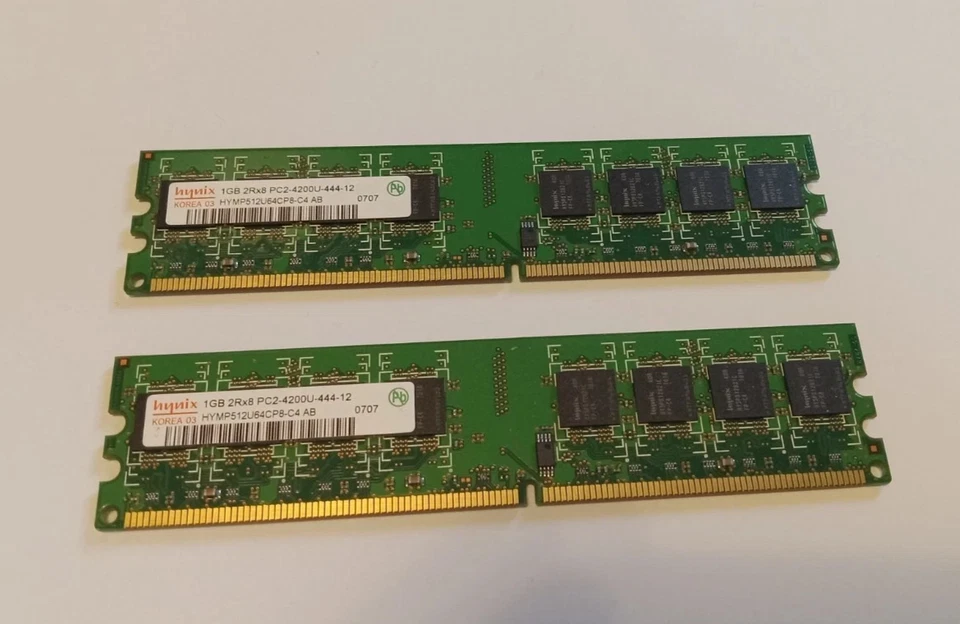 2x Hynix HYMP512U64BP8-C4 1GB 2Rx8 PC2-4200U-444-12 TESTED WORKING - Image 1 of 1
