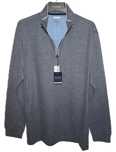 Jos A Bank Jacquard-Pullover 1/4-Reißverschluss Tall XLT maßgeschneiderte Passform marineblau Stretch neu mit Etikett - Bild 1 von 6