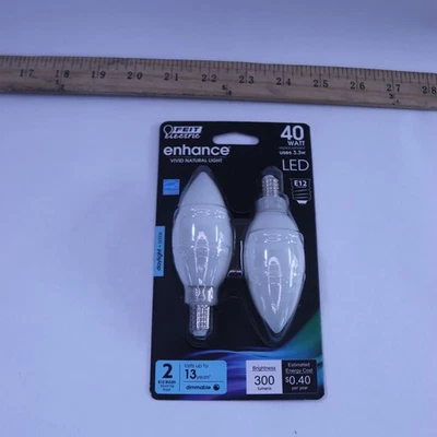 (2-Pk) Feit Electric LED Dimmable Candelabra Light Bulb 300 Lumens 40W - Image 1 of 4