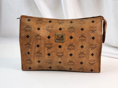 Authentic MCM Visetos Clutch Monogram 28 Bag Pouch Wristlet Purse Barset Yellow - Image 1 of 4