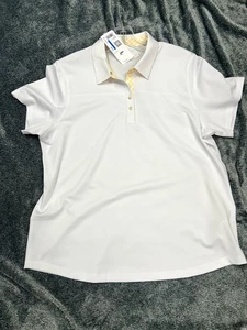 Camisa polo para mujer Puma con acento de piqué manga corta blanca brillante-XL (UB) - Imagen 1 de 6